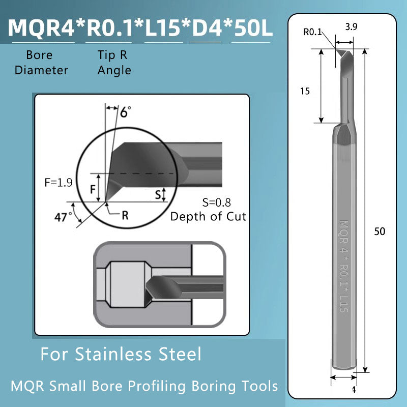 Small Hole Boring Tool Tungsten Steel Alloy MQR CNC Shockproof Inner Hole Boring Bar Micro Small Hole Turning Tool Shandong Denso Pricision Tools Co.,Ltd.